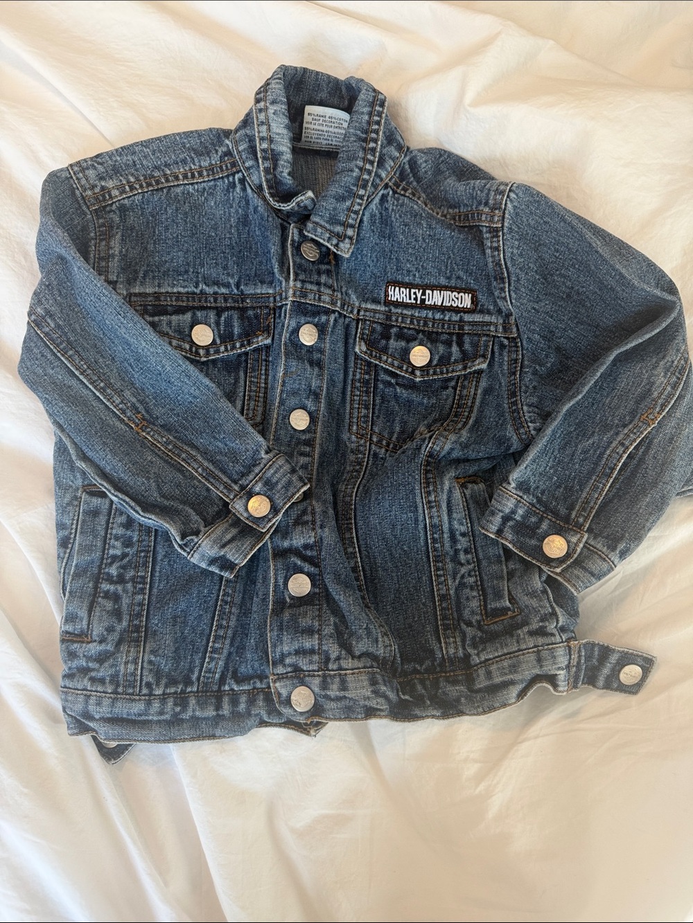 Harley-Davidson Kids' Dark Blue Denim Jacket with Logo Patch